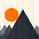 Stylized icon of a miniature mountain with a crafting tool